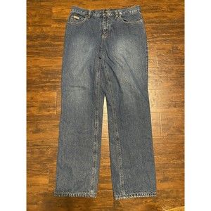 Eddie Bauer Women's 10 Floral Flannel Lined Blue Jeans Denim Medium Wash